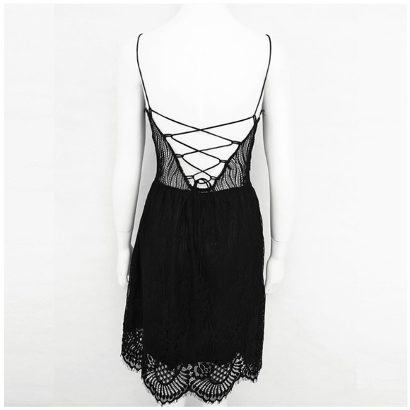 New Black Summer Lace Up Dress - Picture 5 of 7